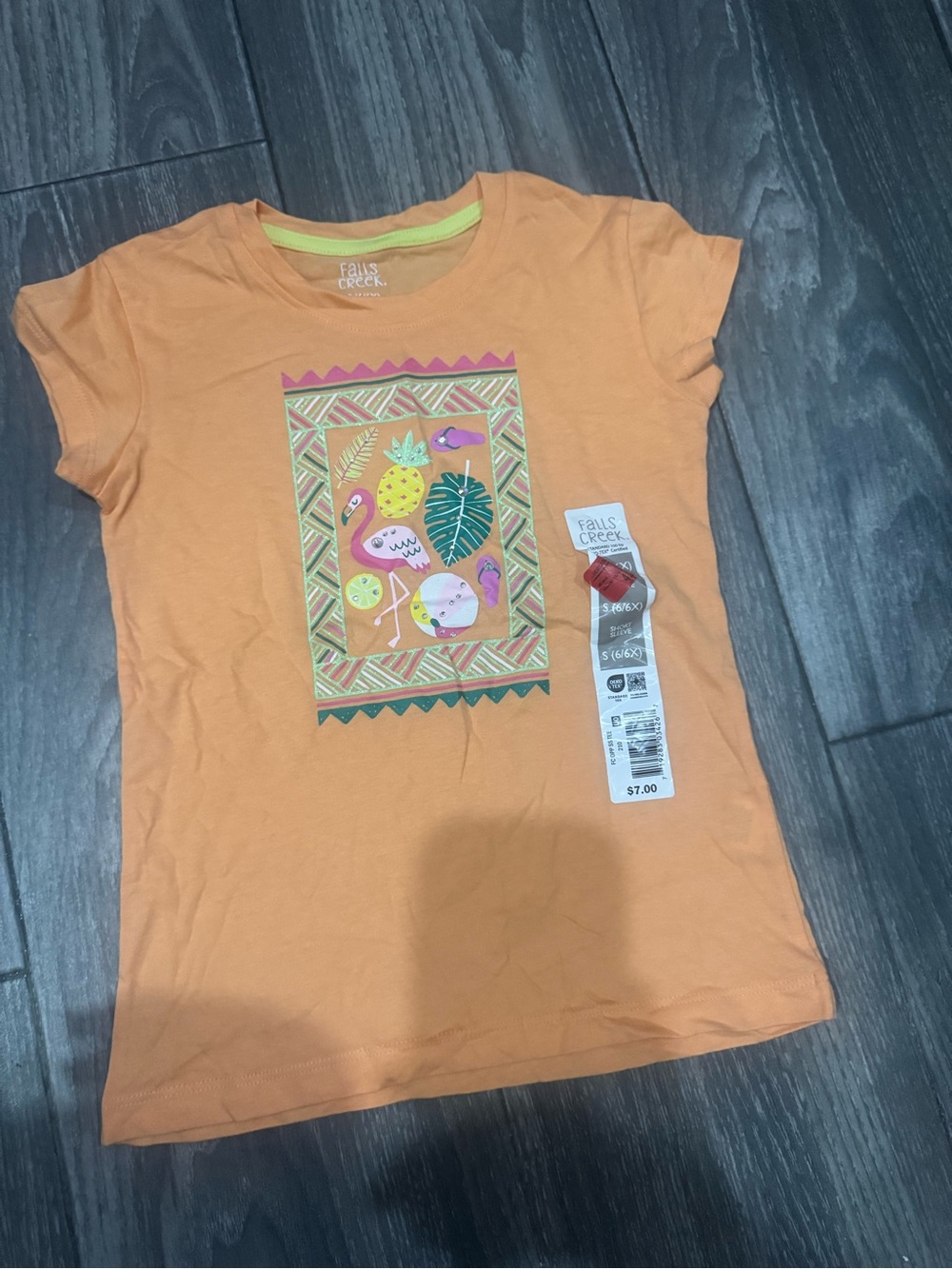 Falls Creek Orange Tropical Graphic Short Sleeve Tee